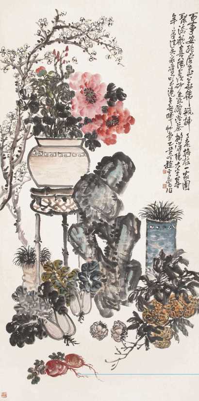 赵云壑 梅石图 立轴